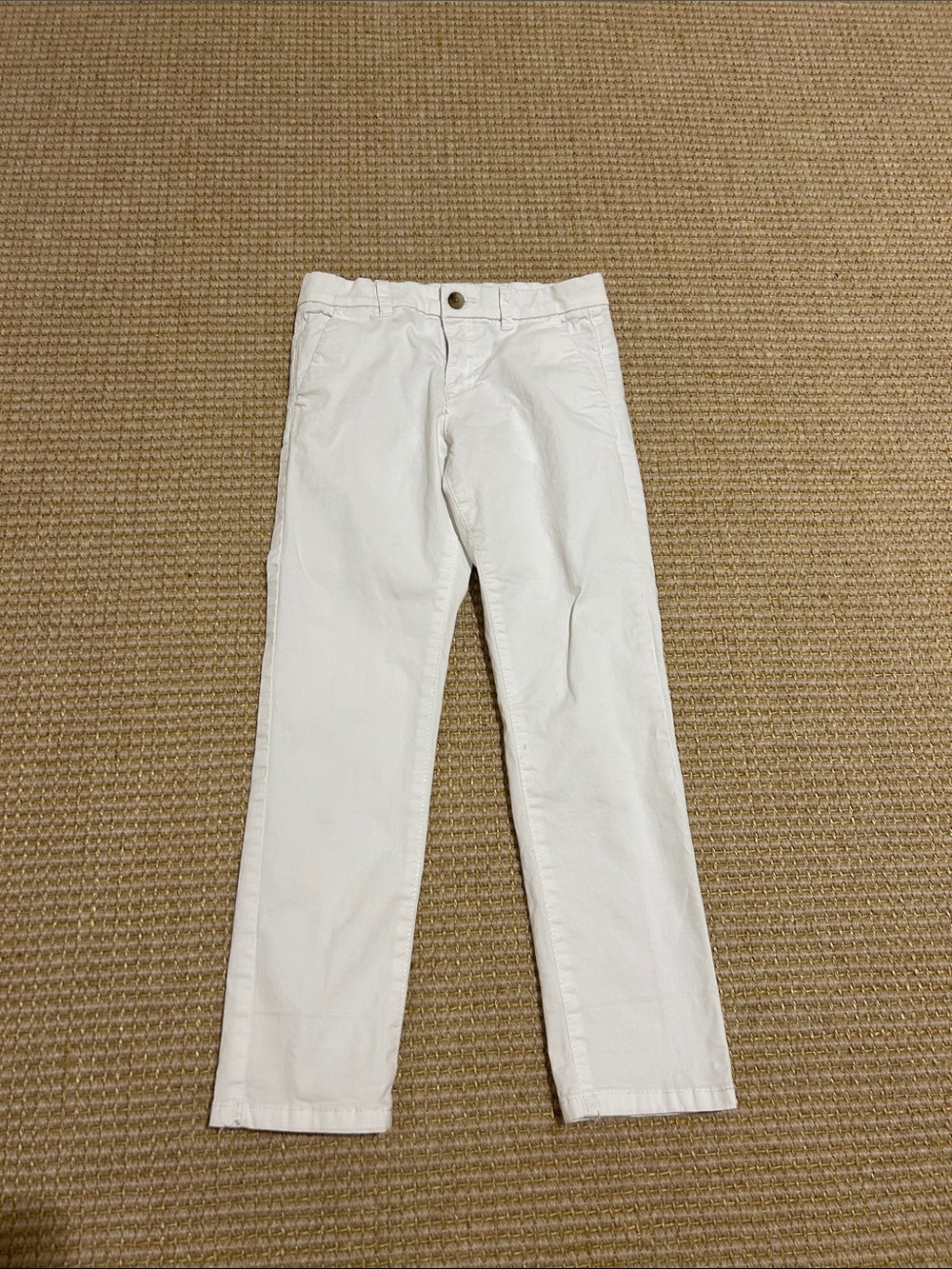 Mayoral White Casual boys slim fit Pants size 7 adjustable waist
